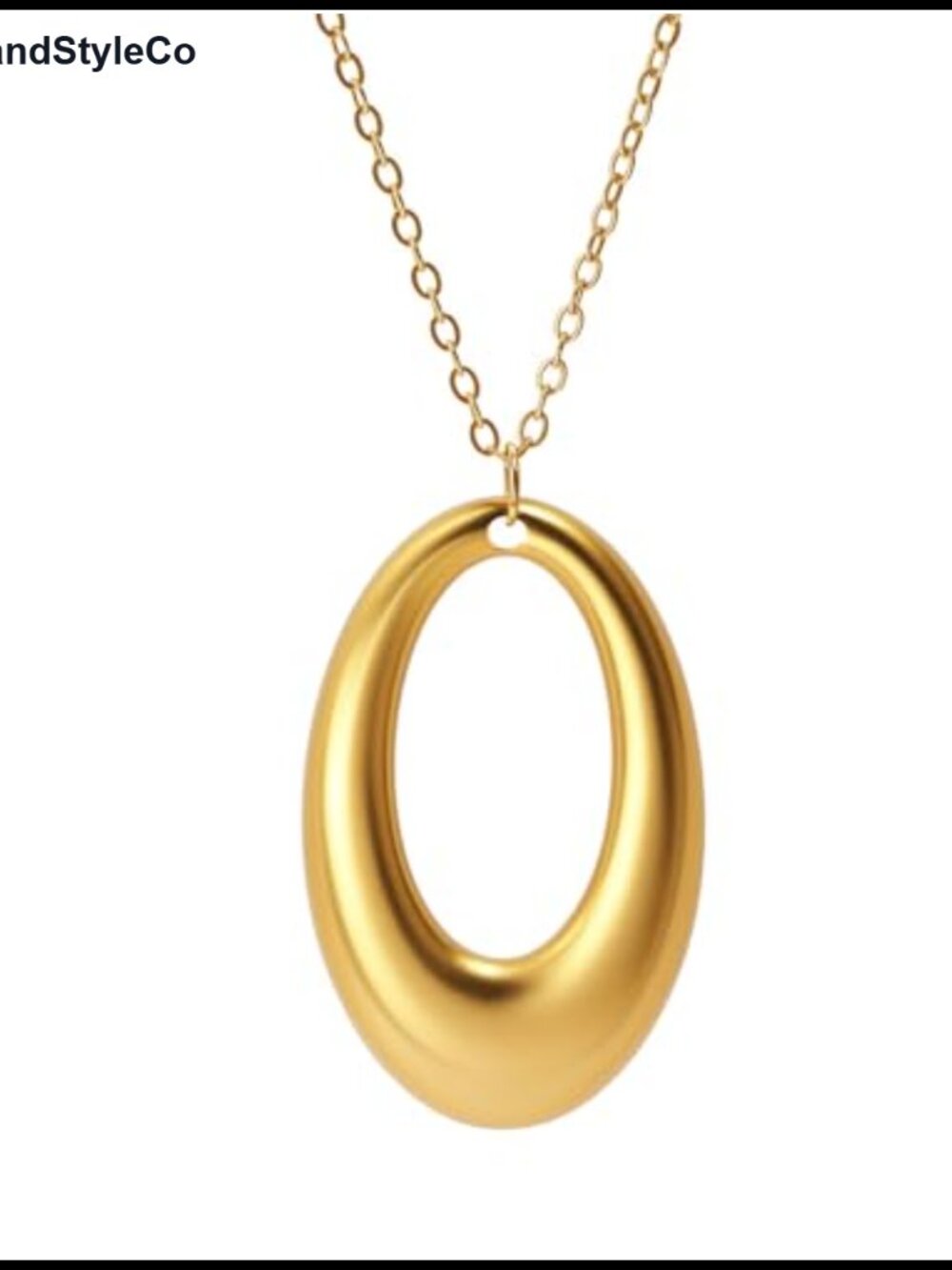 Dainty Long Chain Chunky Oval Pendant Necklace Stainless Steel Women
